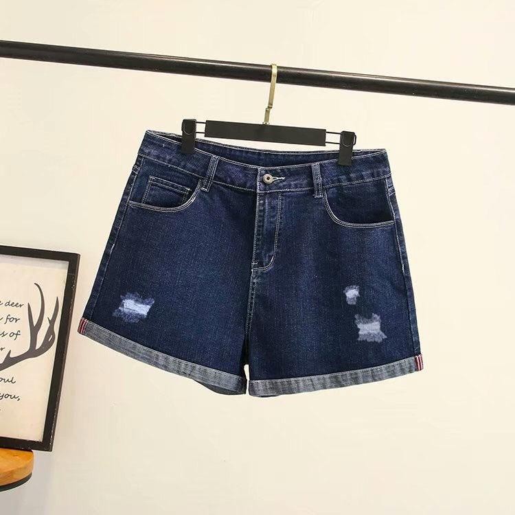 Quần Đùi Nữ Ngang Gối Quần Short Jean Nữ Chất Bò Co Giãn Lưng Cao