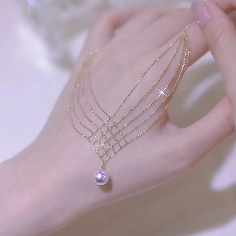 Vòng cổ Ren Đính Ngọc Trai Tự Nhiên Sang Trọng Cho Nữ