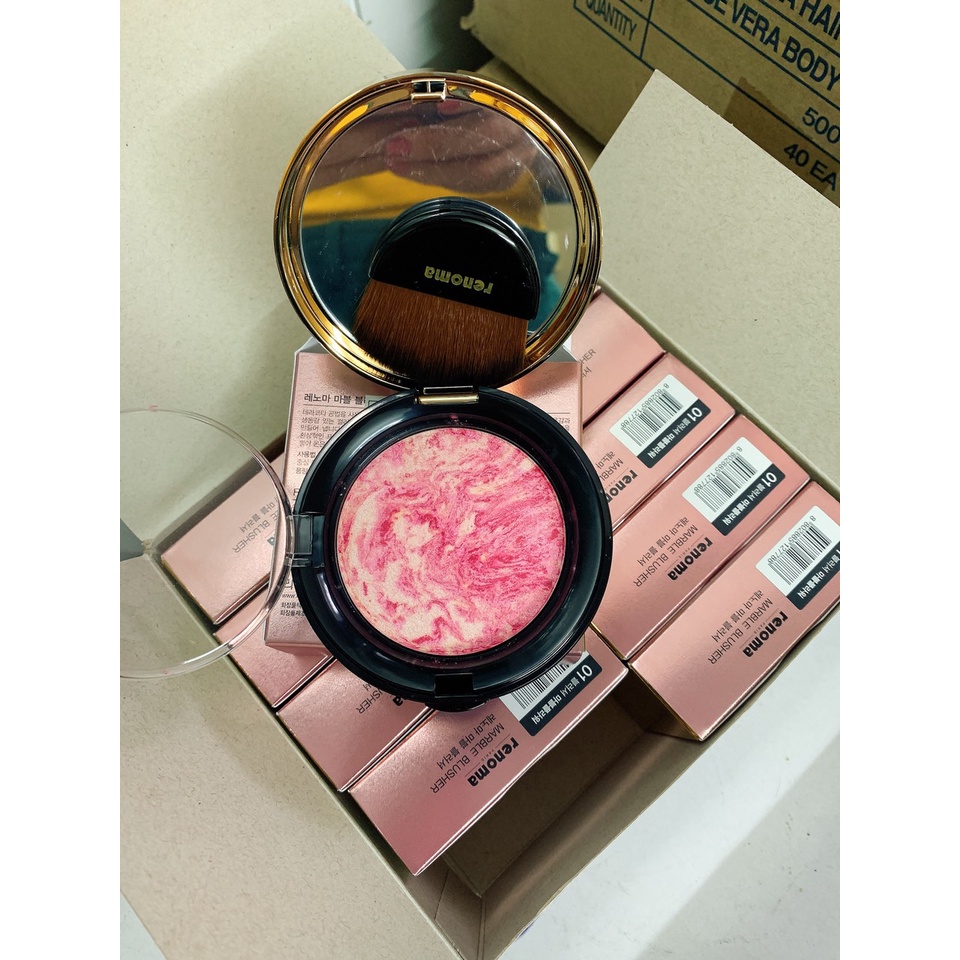 Phấn má hông 3D Renoma Lareine Marble Blusher #01(hồng phấn),#02(hồng cam) 12g