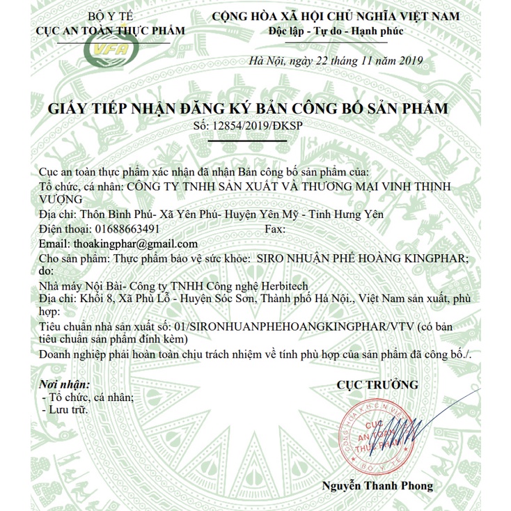 Nhuận Phế Hoàng Kingphar - Hỗ trợ giảm ho, bổ phế, giảm đờm