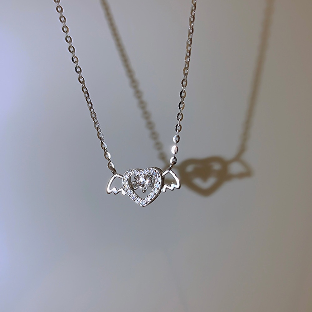 Vòng cổ Mặt Trái Tim Đôi Cánh Thiên Thần Đính Đá Pha Lê Phong Cách Hàn Quốc Dành Cho Nữ