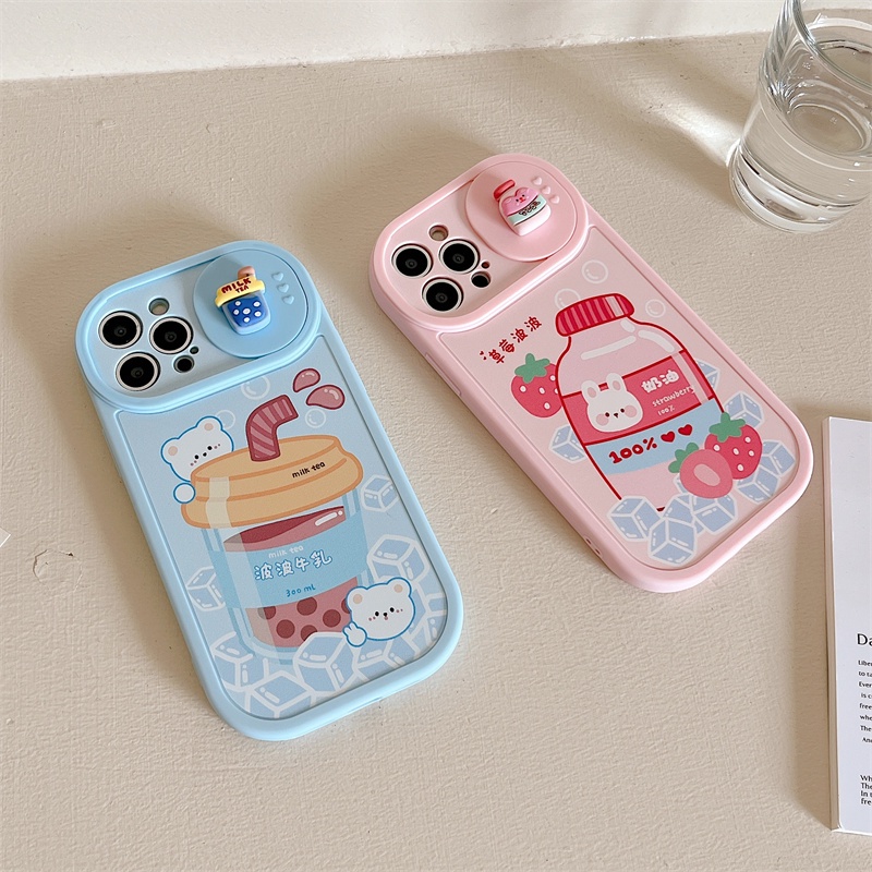 Bobo Ốp Điện Thoại Chống Sốc Chống Thấm Nước Hình Hộp Sữa Dâu Cho iPhone 12 13 11 PRO MAX XR 11 12 PRO 13 PRO MAX 14 14 PRO