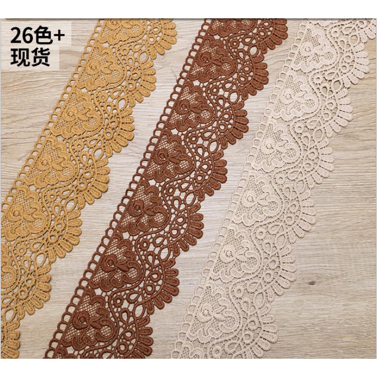 Phụ kiện vải ren lụa sữa co giãn thêu hình vương miện 10cm*1 thước Anh trang trí quần áo cho nữ