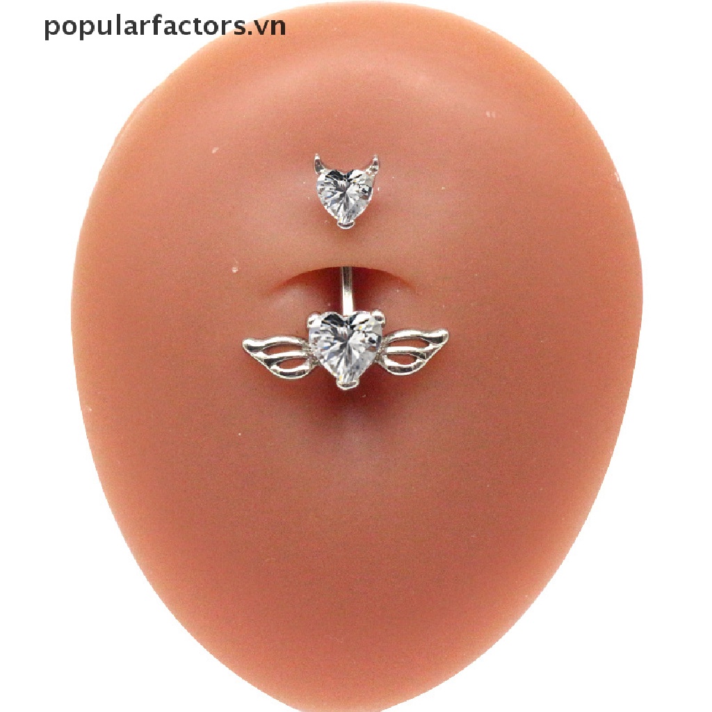 Khuyên rốn hình đôi cánh đính đá pha lê thời trang