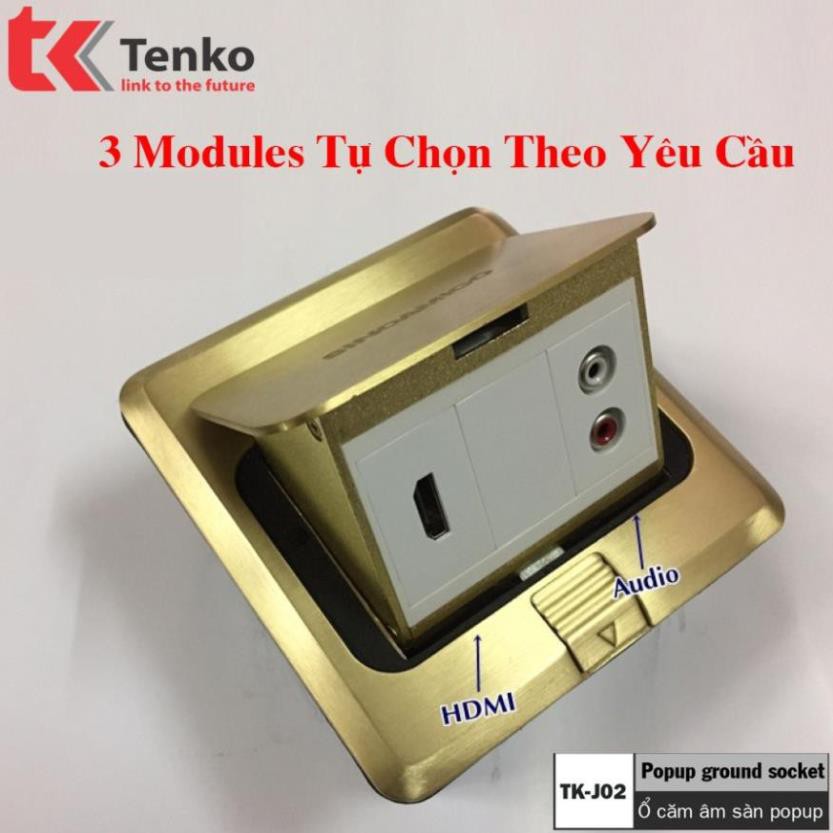 Bán sỉ- Ổ cắm điện âm sàn đa năng 3 Modules bằng đồng Tenko TK-J02-14 ONMI.VN chính hãng.