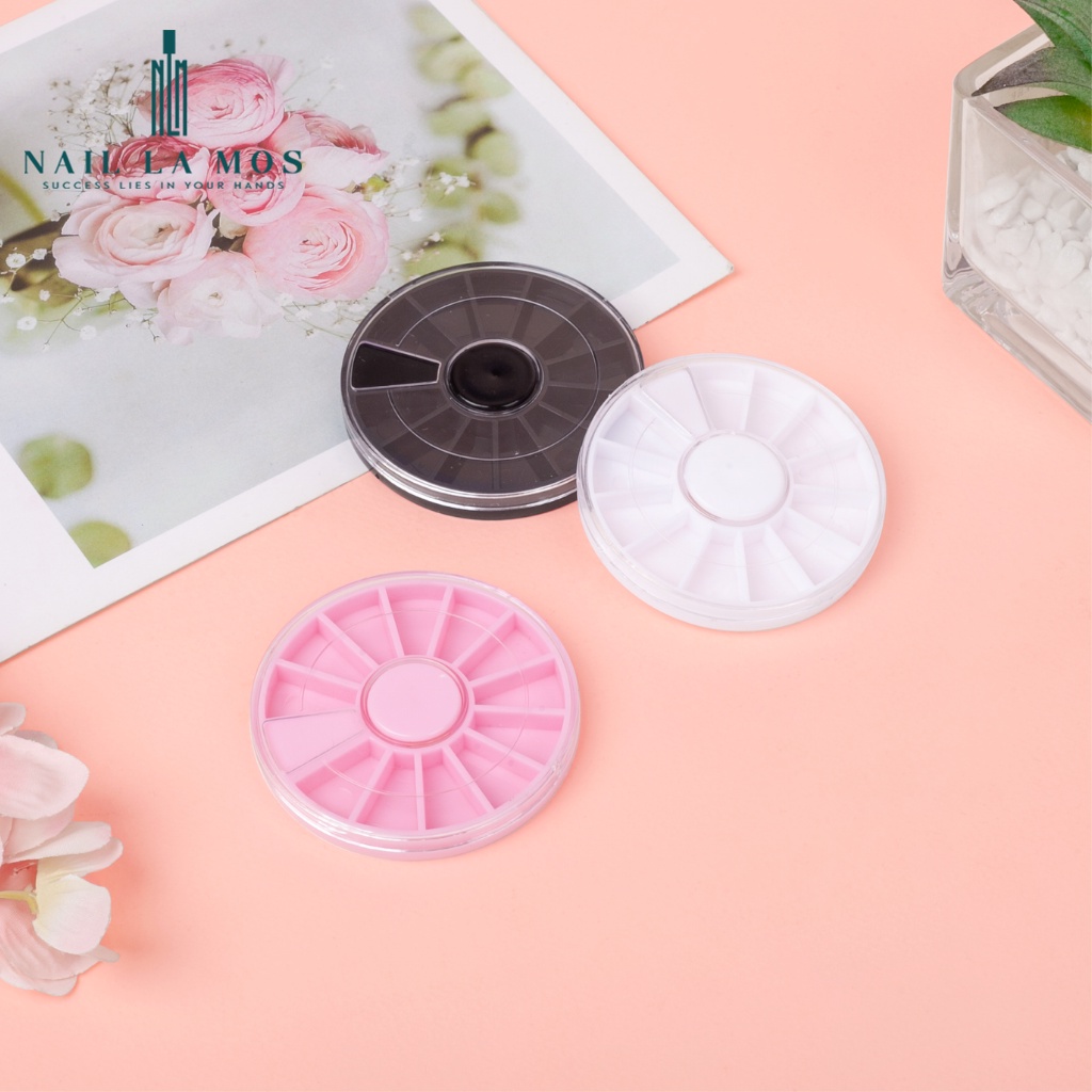 Khay đựng đá nail - Khay tròn nhựa đựng phụ kiện trang trí size bé