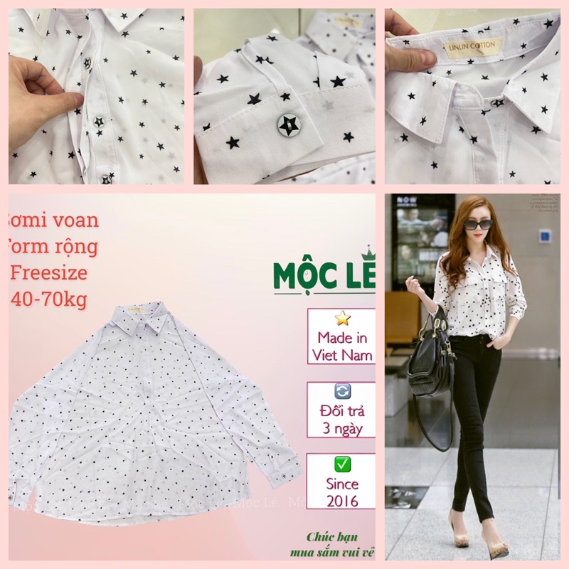 (40-65kg) Áo sơ mi voan phom rộng linlin cao cấp oversize shirt