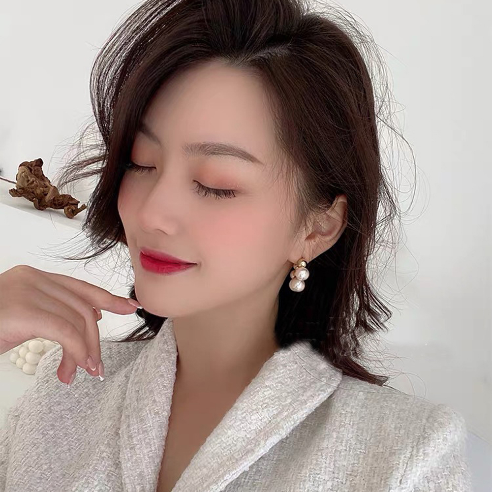 Khuyên Tai Tròn Đính Ngọc Trai Nhân Tạo S925