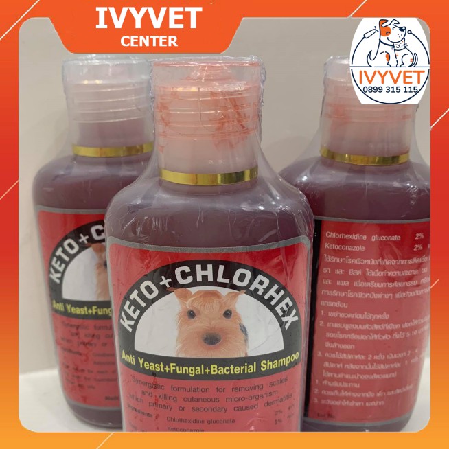 Sữa tắm cho chó mèo Trị Nấm Viêm Da Keto Chlorhex Lọ 100ml