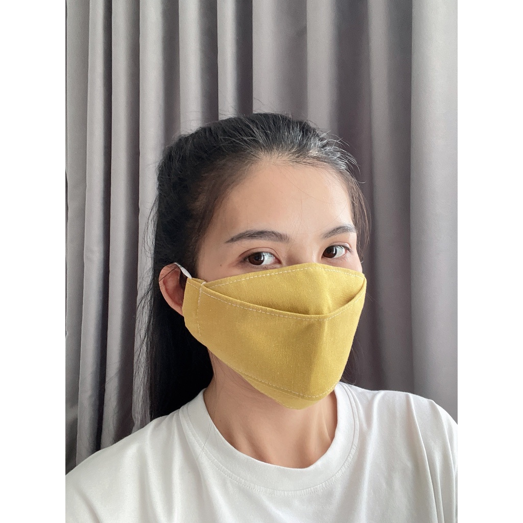 Khẩu trang vải phong cách Origami handmade Tiệm nhà Pony 3 lớp, 100% sợi tự nhiên hợp thời trang