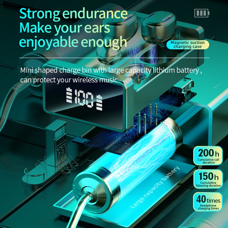 Tai Nghe Bluetooth Không Dây TWS 18D Chống Nước Kèm mic