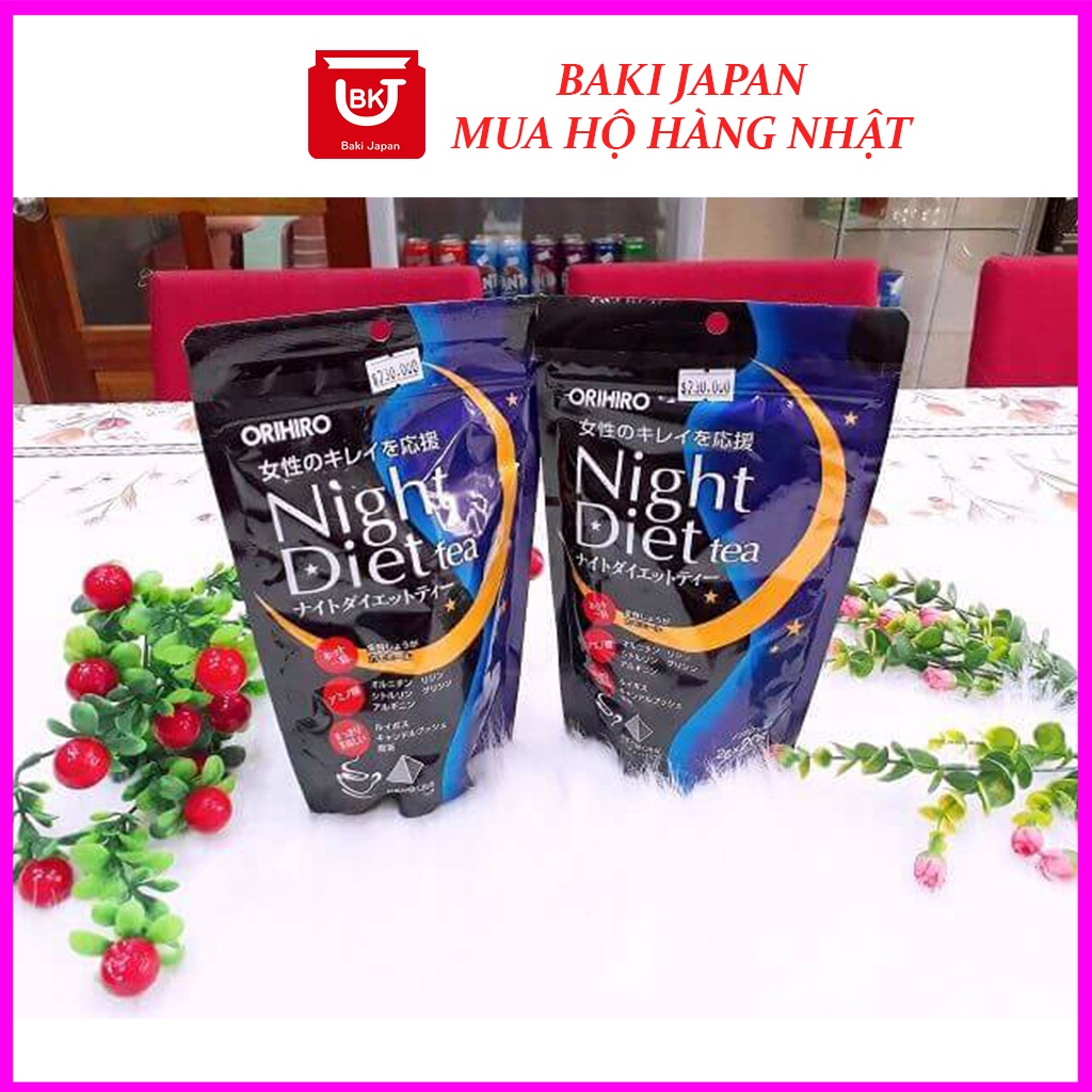 Trà giảm cân ban đêm Night Diet , Trà Night Diet giảm cân đẹp da ban đêm Orihiro của Nhật 20 gói