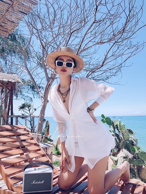 Set áo sơ mi + váy 2 dây