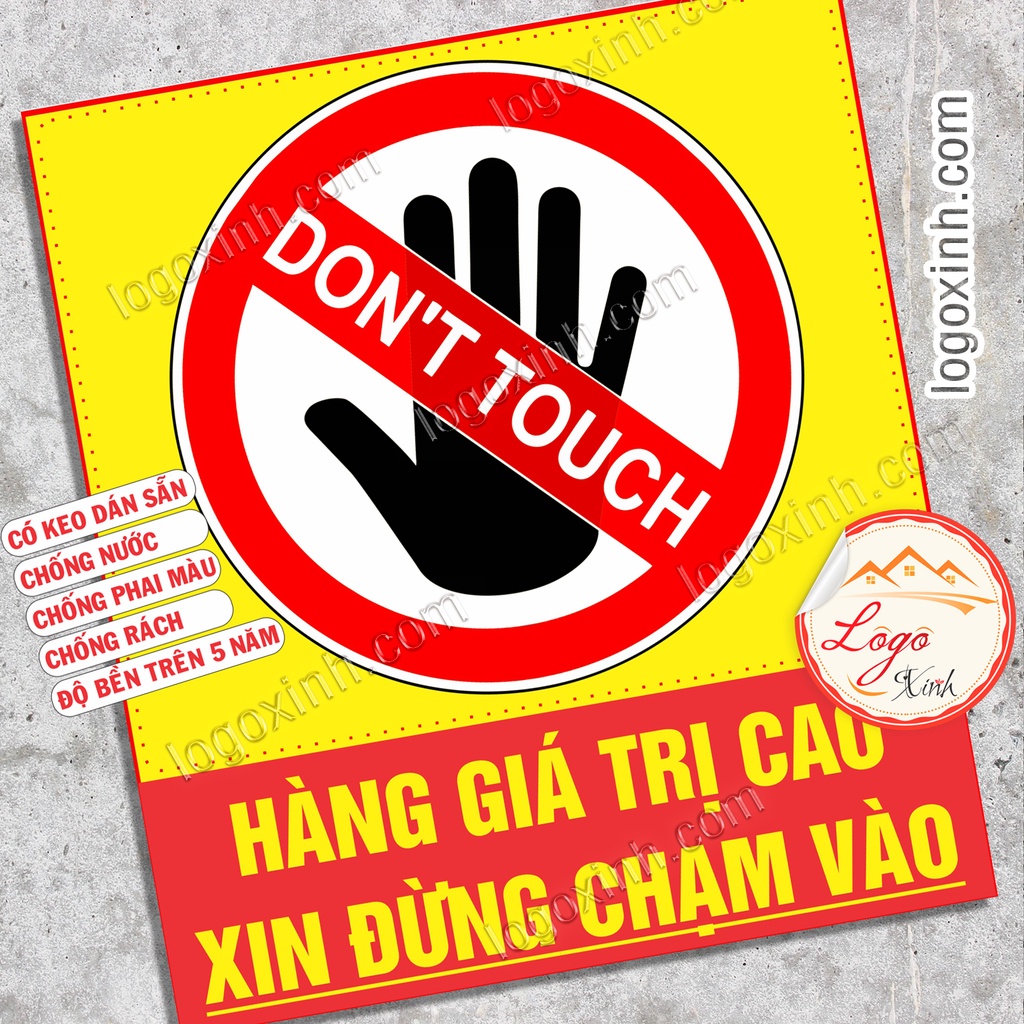 Logo Tem Sticker Yêu Cầu Không Chạm Vào Hiện Vật, Hàng Có Giá Trị Cao, Cảnh Báo Không Chạm Do Not Touch, Chất Liệu Decal