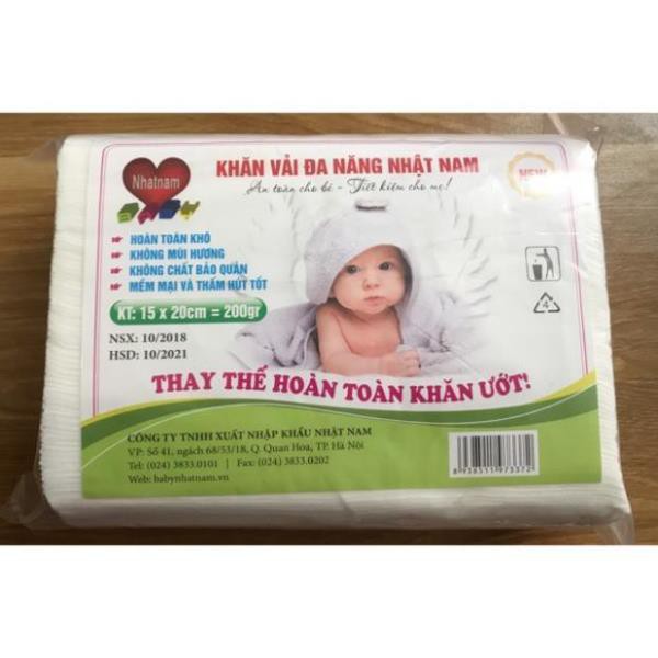 Khăn khô đa năng cho bé | Khăn vải khô đa năng Thương hiệu Nhật Nam - Gói 200gram | An toàn, cần thiết cho mẹ và bé