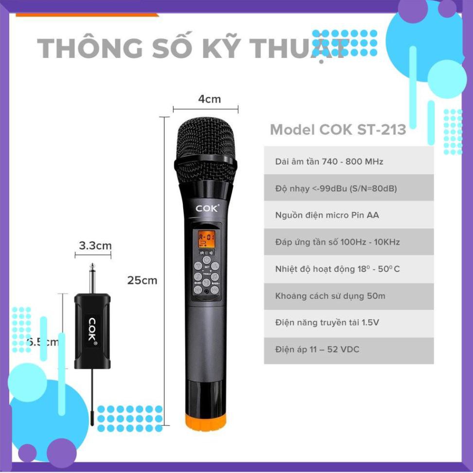 Micro không dây karaoke COK 213 - CHÍNH HÃNG -  Bảo hành 12 tháng - 1 đổi 1 trong vòng 7 ngày