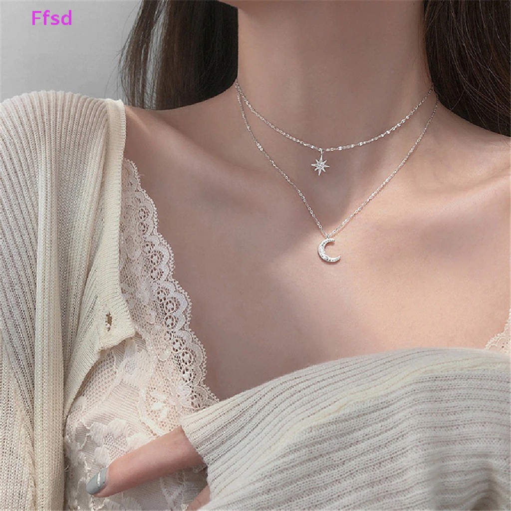 Luimo Vòng Cổ choker Hai Lớp Mặt Hình Ngôi Sao / Mặt Trăng Thời Trang Cho Nữ