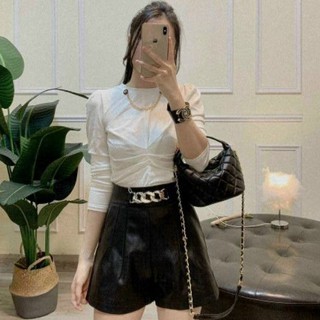 Áo Len Kiểu, Dài Tay, Nhúm Eo