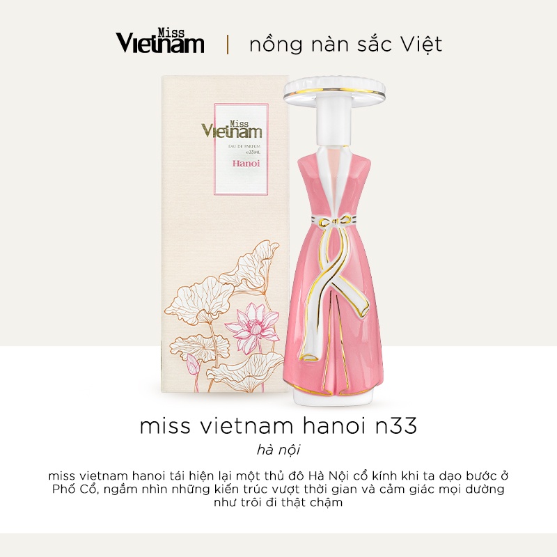 Nước hoa nữ Miss Vietnam - Hà Nội N33 - Hộp sứ hồng EDP 35ml