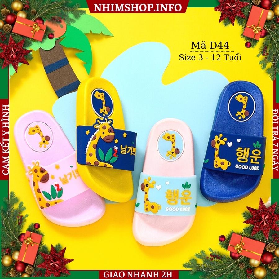 Dép đi trong nhà cho bé trai bé gái quai ngang dép lê nhựa dẻo êm nhẹ cao cấp chống trơn trượt trẻ em 3 - 12 tuổi D44
