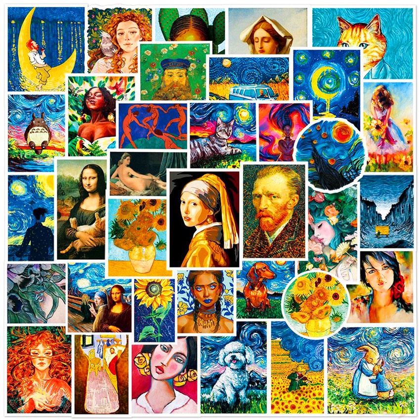 ❉ KUSO Funny Famous Oil Painting Series 01 Funny Art Gallery Stickers ❉ 50Pcs/Set DIY Fashion Luggage Laptop Skateboard Doodle Stickers