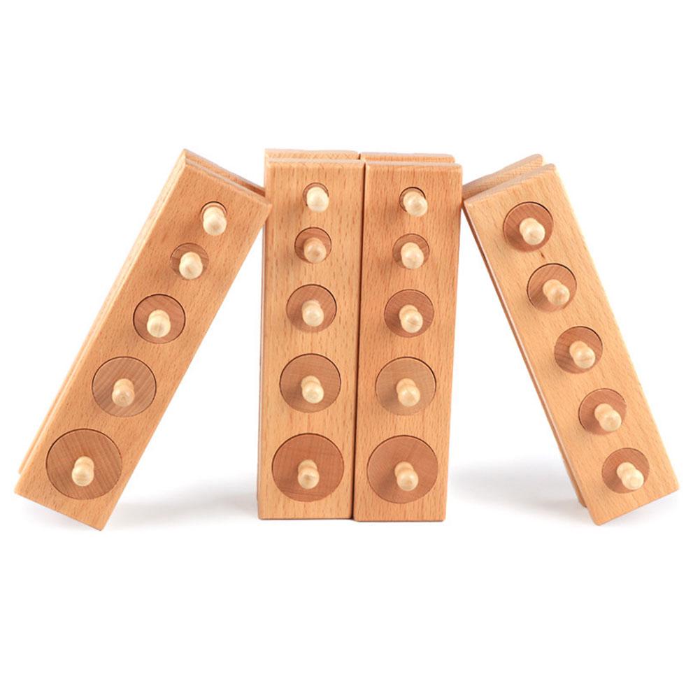 Educational Toy Set Fun Baby Blocks Senses Smooth Gift Preschool Children Development Lean Shape Wooden Cylinder Socket