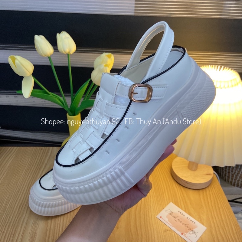 Giày thể thao hở gót, giày bít mũi nữ đế 7.5cm⚡️And Store⚡️