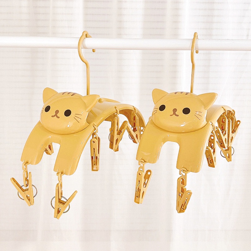 Kẹp Phơi Quần Áo Hình Mèo Hoạt Hình Siêu Dễ Thương Kèm 10 Kẹp Phơi Khô