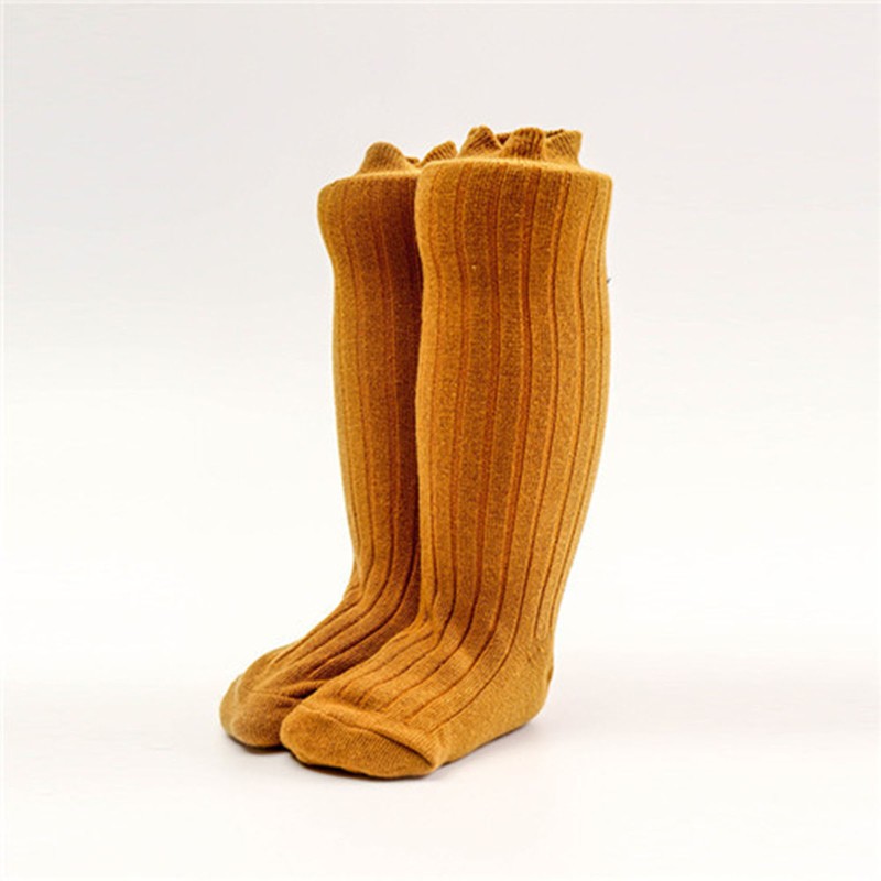 WM 6 Pair Solid Color Knee-Length Baby Girl Long Socks Children Striped Spring Sock
