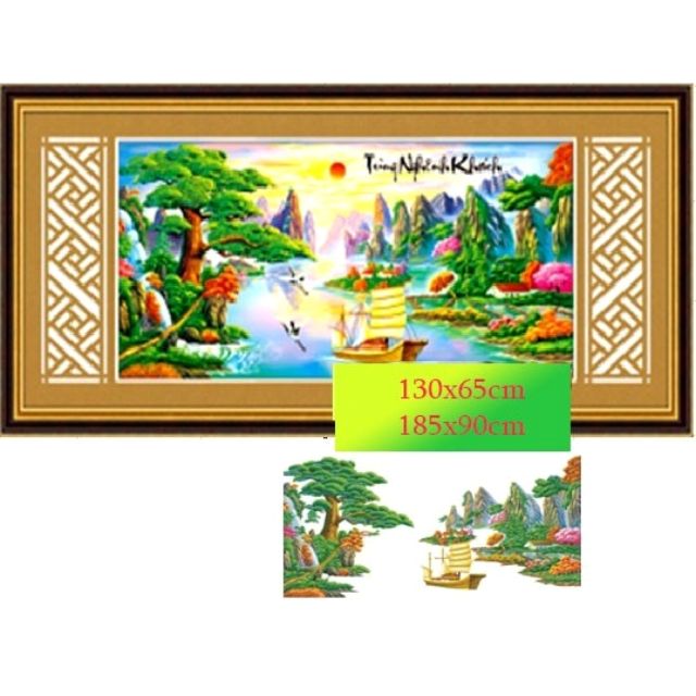 Tranh đính đá phong cảnh DF153 130x65cm