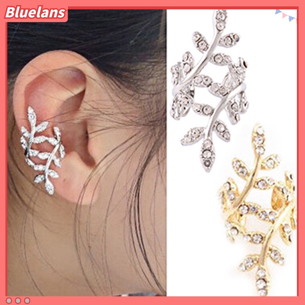 Khuyên vành tai đơn thiết kế hình lá cây lạ mắt cá tính sang trọng dành cho nữ