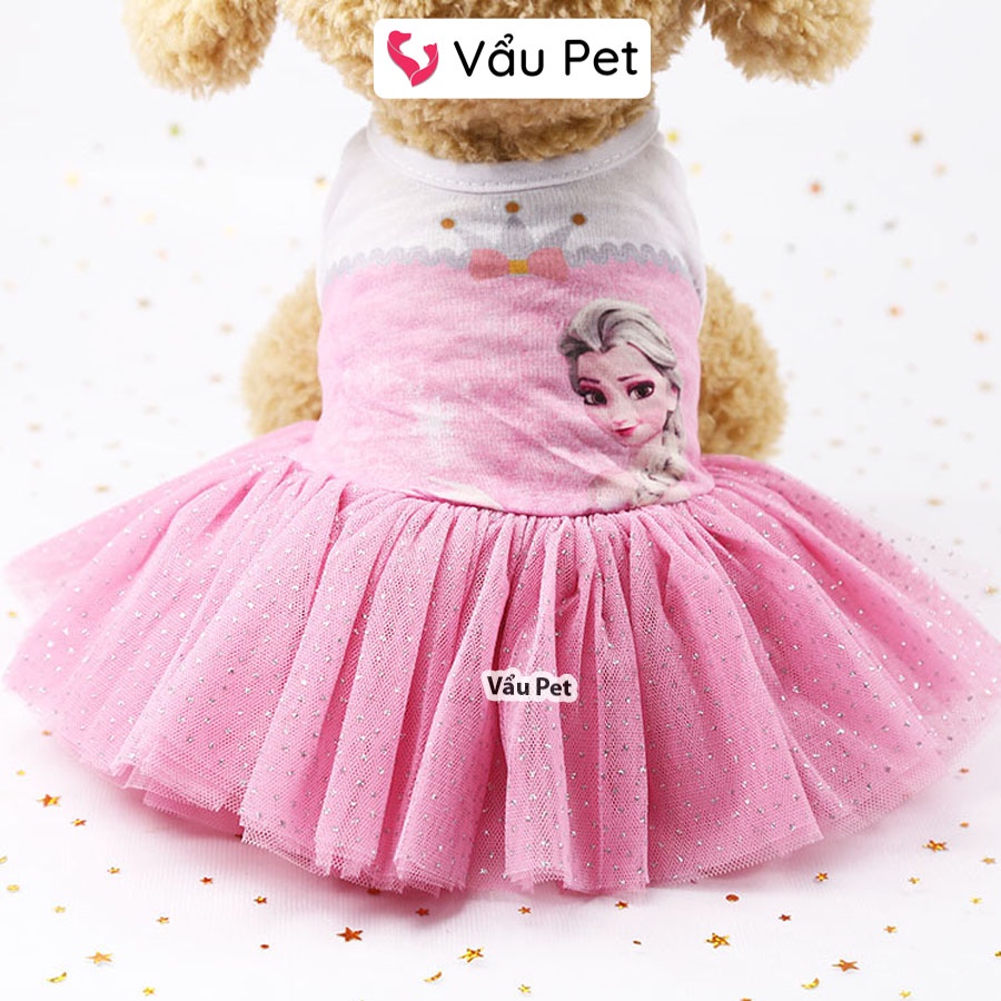 Váy cho chó mèo Công chúa Elsa - Quần áo cho chó poodle, con, lớn, mèo, thú cưng Vẩu Pet Shop