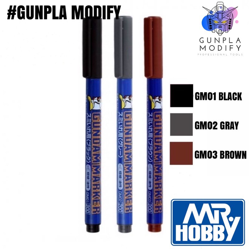 MR.HOBBY Gundam Marker Panel Line Pen Đầu Kim Gm01 Đen GM02 Xám GM03 Nâu