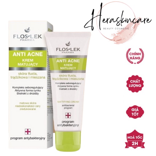 Kem Dưỡng Kiểm Soát Dầu Mụn và Điều Tiết Nhờn Floslek Anti Acne Mattifying Cream 50mL