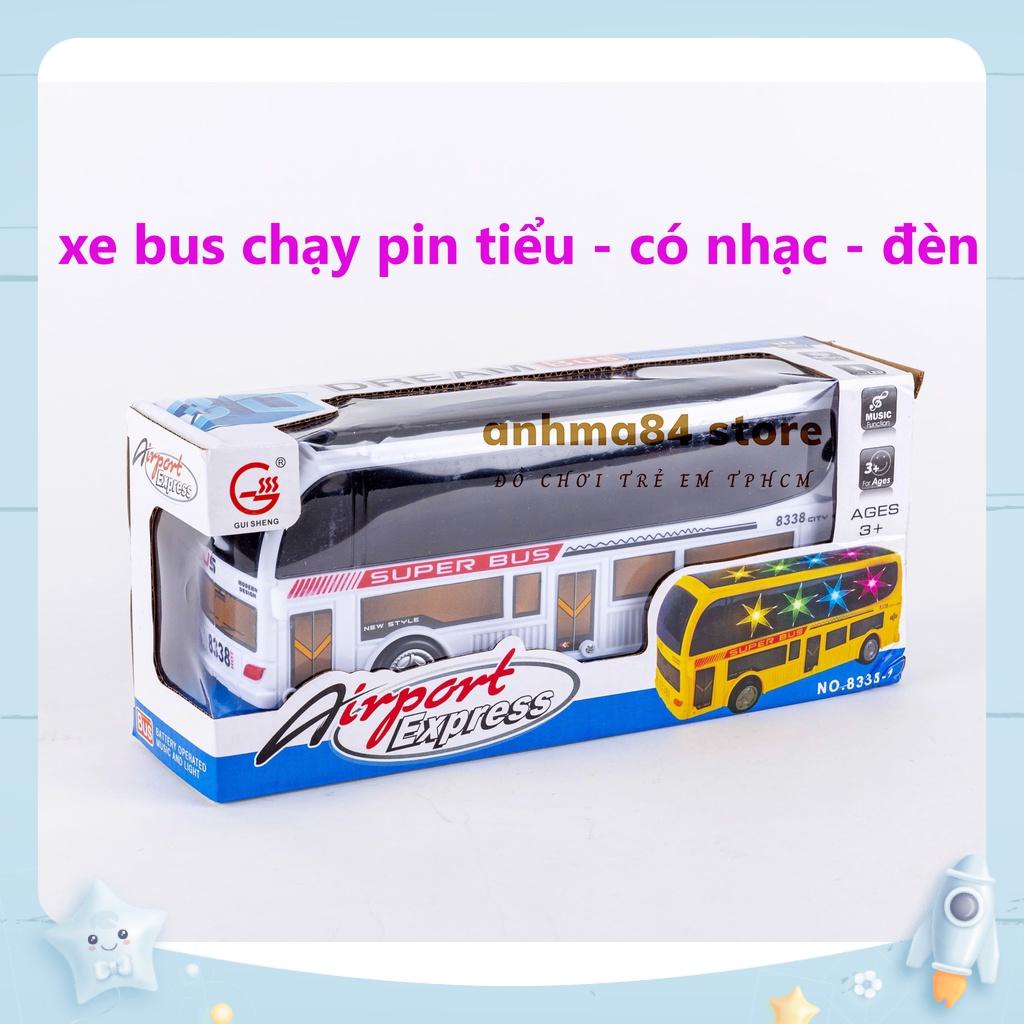 Hộp Xe Bus chạy pin tiểu, có nhạc, có đèn 3D - Xe Buýt chạy pin tránh vật cản có pin nhạc đèn vui nhộn - anhma84