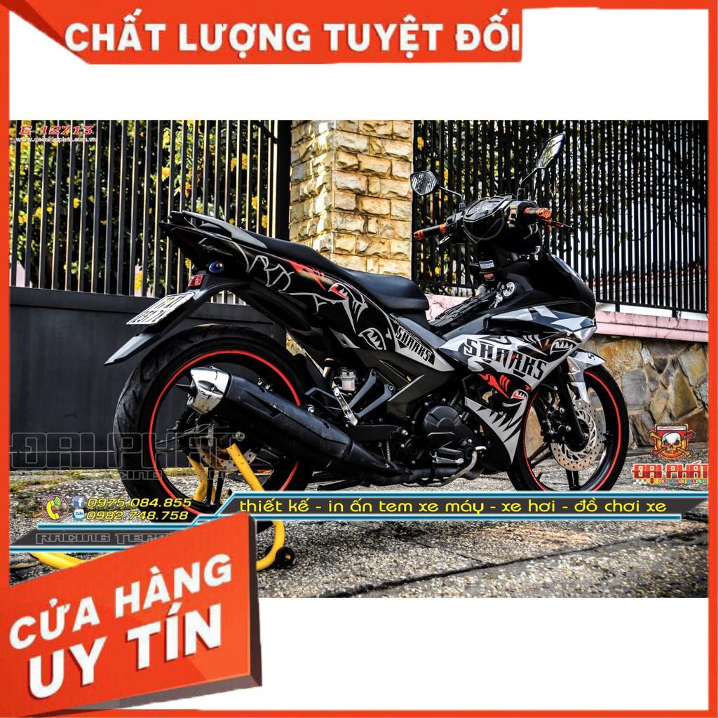 Tem Trùm Exciter 150 Cá Mập Đen Bạc