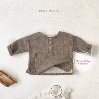 Áo phông cổ khuy Haze mặc mùa đông cho bé Bebeholic made in Korea