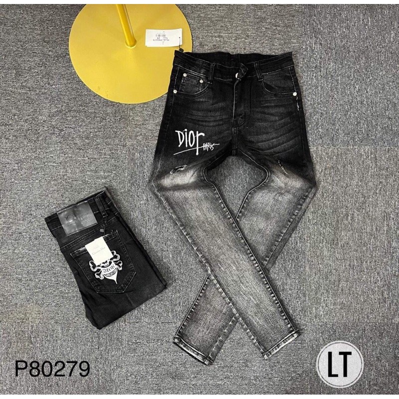 Quần bò nam Dr thêu loang - Quần jean nam - Quần bò ống côn - Bee Shop