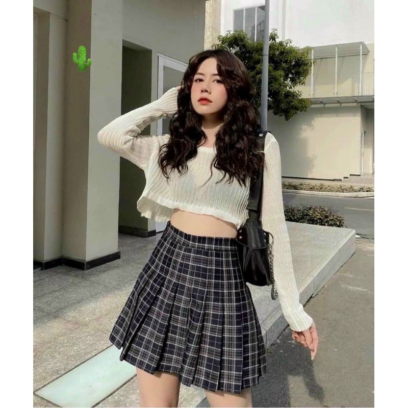 Chân váy sọc xếp ly (PC) caro siêu hot hit