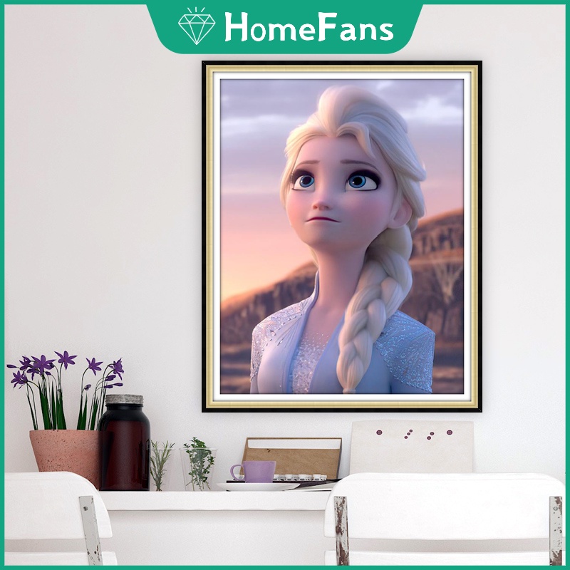 Bộ Tranh Đính Đá 5D Tự Làm Hình Cô Gái Băng Giá 30x40cm / 40x50cm