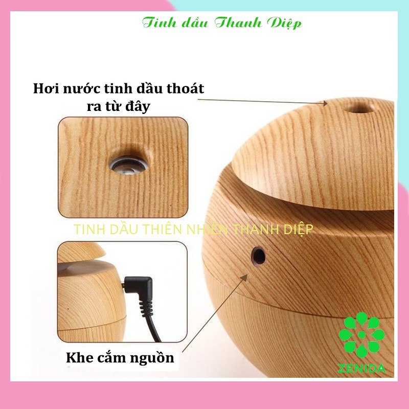 MÁY XÔNG TINH DẦU VÂN GỖ MINI PHUN SƯƠNG TẠO ẨM +TẶNG TINH DẦU NGUYÊN CHẤT THANH DIỆP 10ML/ MÁY KHUẾCH TÁN TINH DẦU MINI