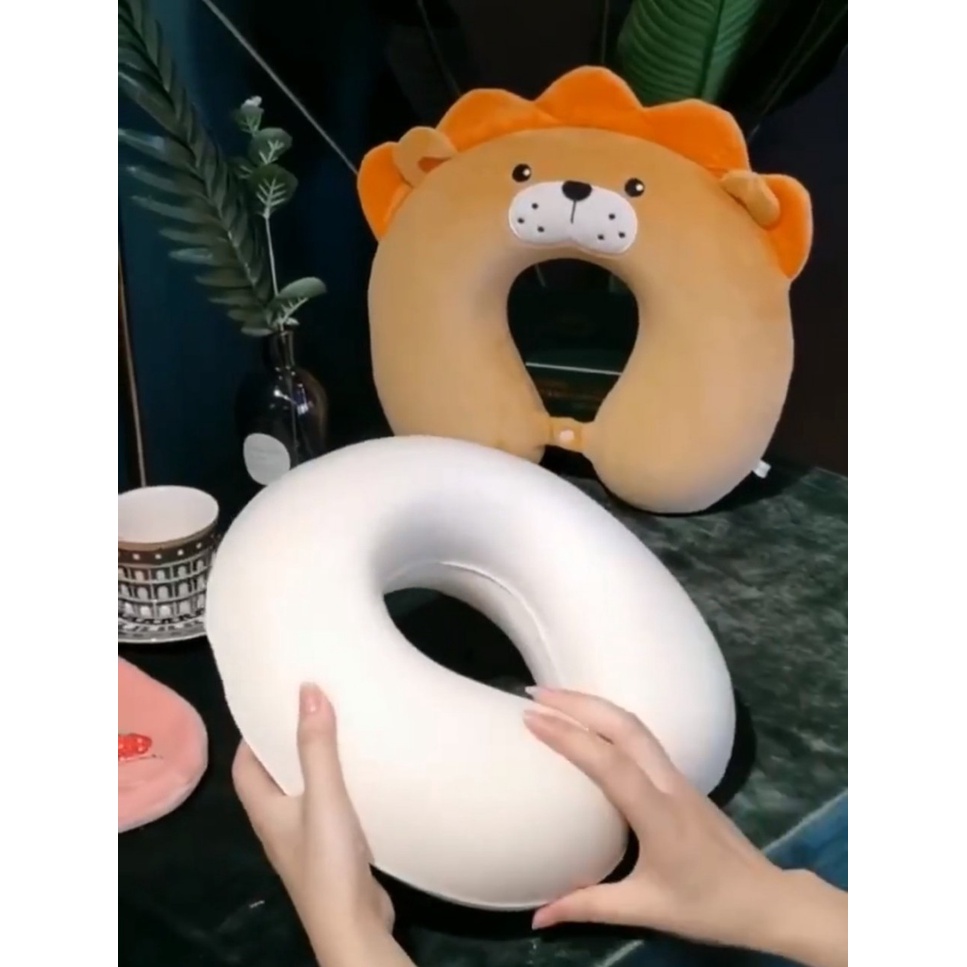 Gối cổ ô tô văn phòng du lịch bằng cao su non cao cấp size to chống đau mỏi cổ