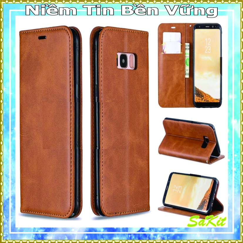 Bao da may viền ví để tền, điện thoại samsung s8, s8 plus, s9, s9 plus (s8+, s9+)- ( Hit nam châm).