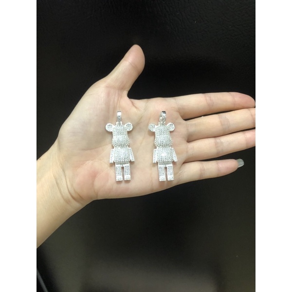 Mặt dây chuyền gấu BearBrick bạc ta đính đá cho nam Minh Tâm Jewelry