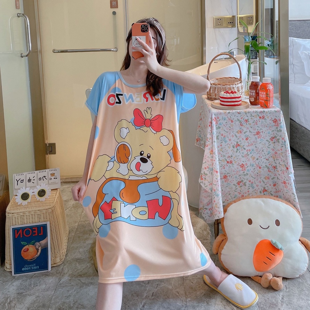 Váy Ngủ Cotton Cute 003 dáng suông Siêu xinh