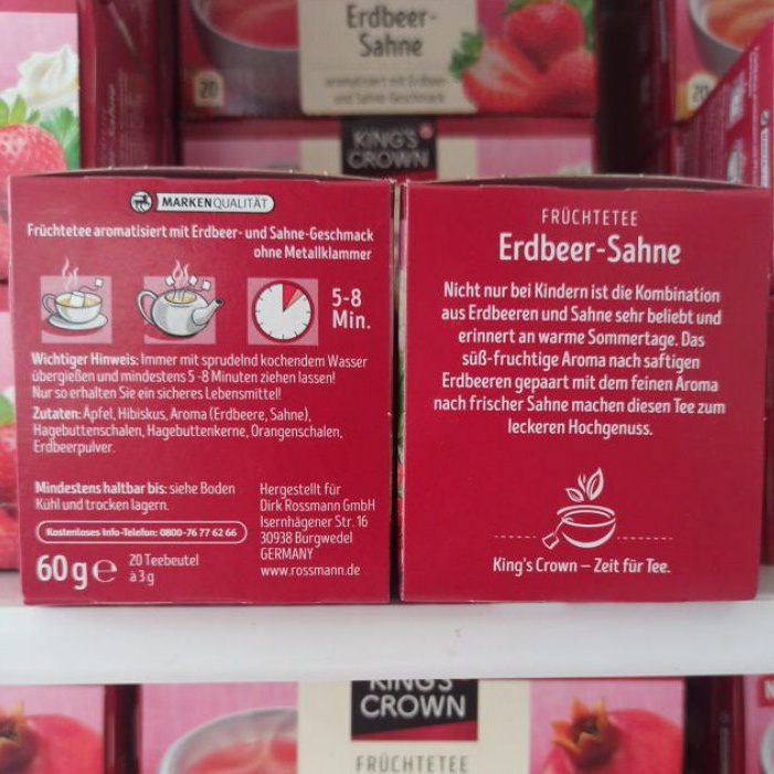 Trà trái cây King's Crown hộp 20 gói đủ vị hàng Đức