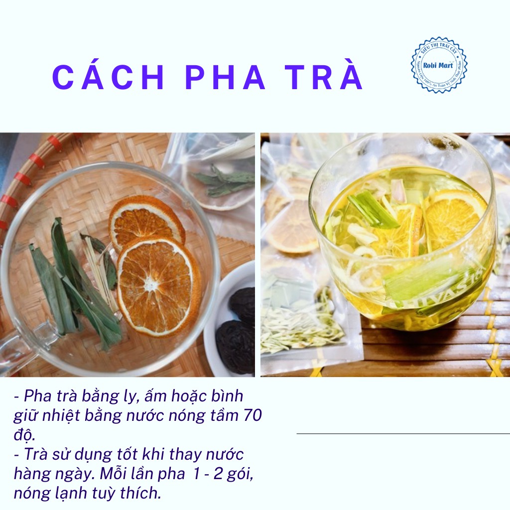 Set 30 gói trà cam vàng sả lá dứa - tăng sức đề kháng, hỗ trợ phòng dịch, đẹp da, giảm cân