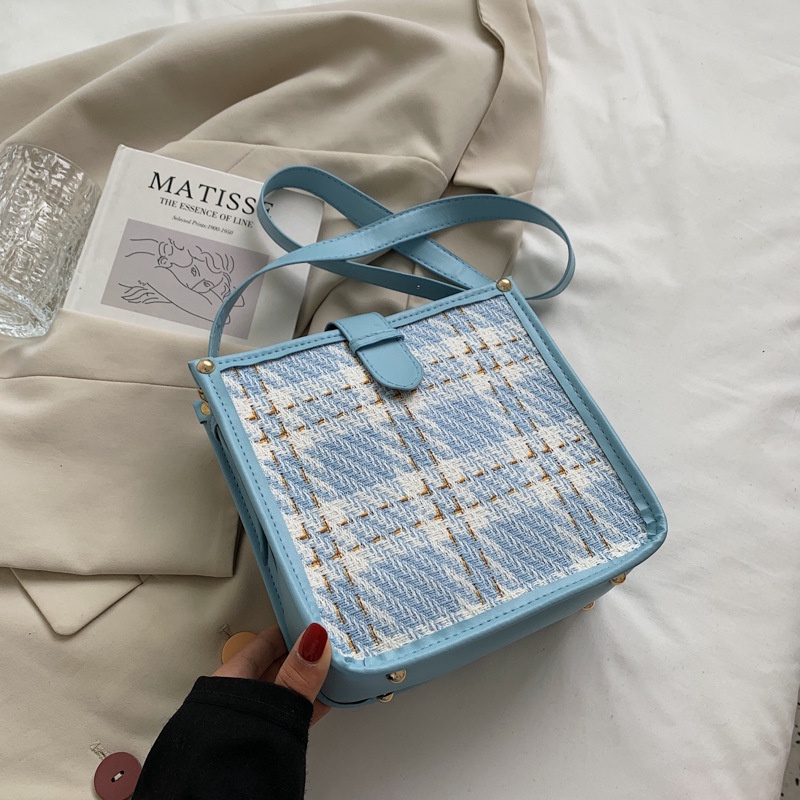 Túi xách đeo vai sức chứa lớn họa tiết kẻ sọc thời trang mùa thu mới 2021