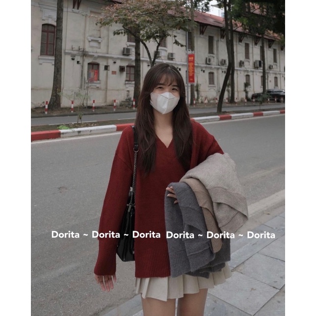 Áo len trơn cổ V hàng Quảng Châu, Áo len Cổ V Ulzzang - Dorita Boutique | BigBuy360 - bigbuy360.vn