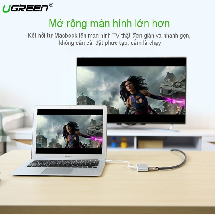 Bộ chuyển đổi Mini Displayport sang HDMI và VGA UGreen 20421 (Cáp Mini DisplayPort To HDMI + VGA)